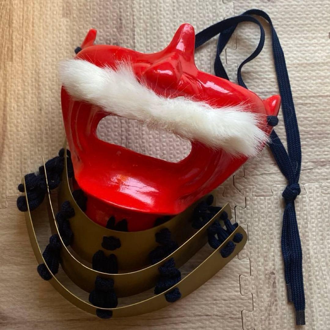 【着用可能】手作り面頬　武具　鎧兜　甲冑　等身大　半頬　ハンドメイド　軽量　お面