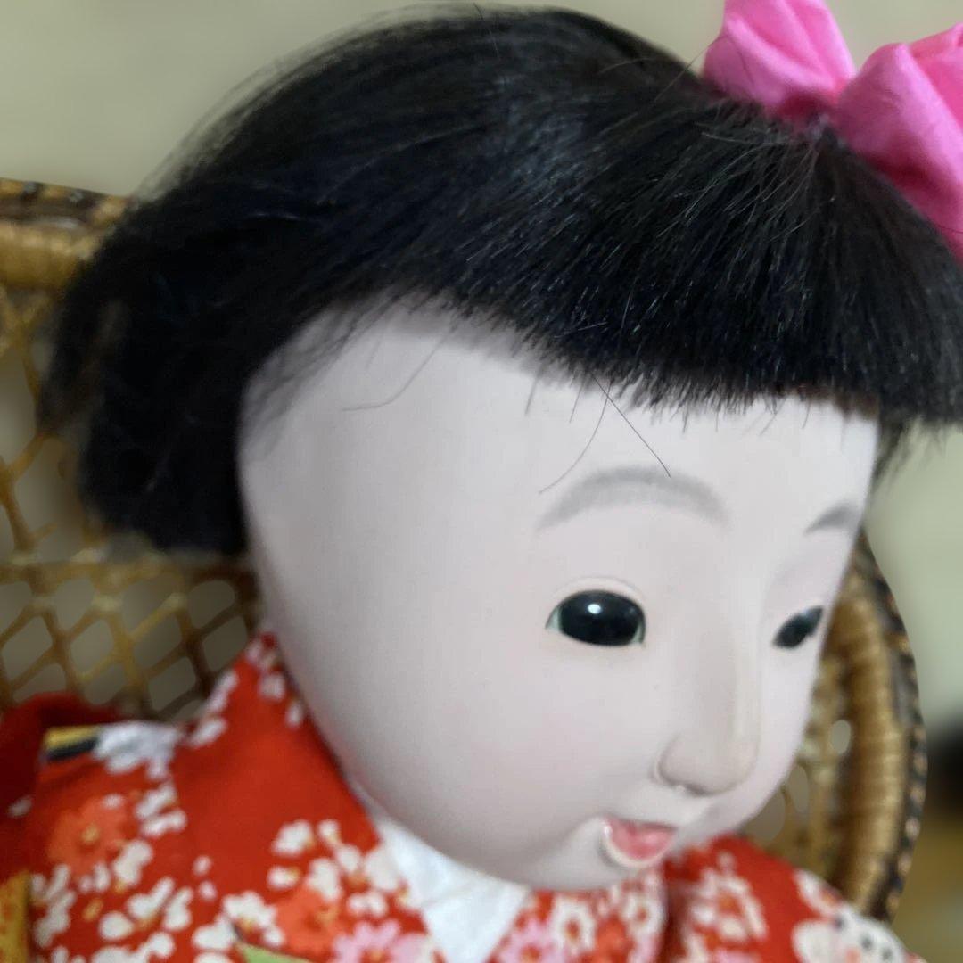 古い市松人形　４２ｃｍ　英山作　大正？　にっこり明るい　おまとめ割引　おかっぱ