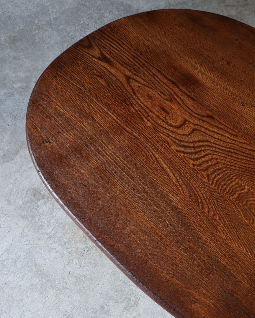 栓(セン)の小判型ちゃぶ台　古道具 古家具 アンティーク レトロ カフェ 古民家