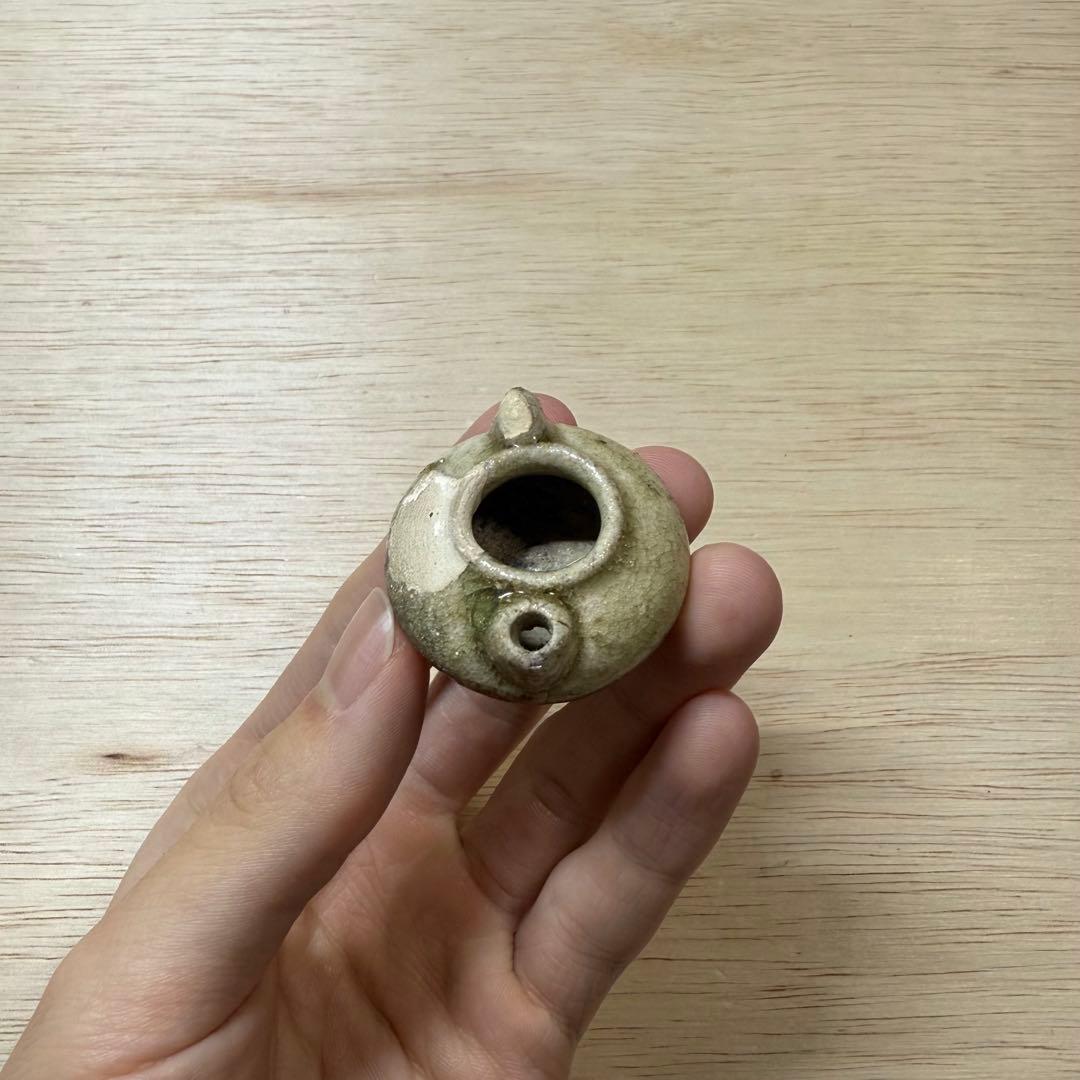 古瀬戸 水滴 灰釉 室町時代 茶入 茶道具 黄瀬戸 油揚手 古美術 骨董 民藝