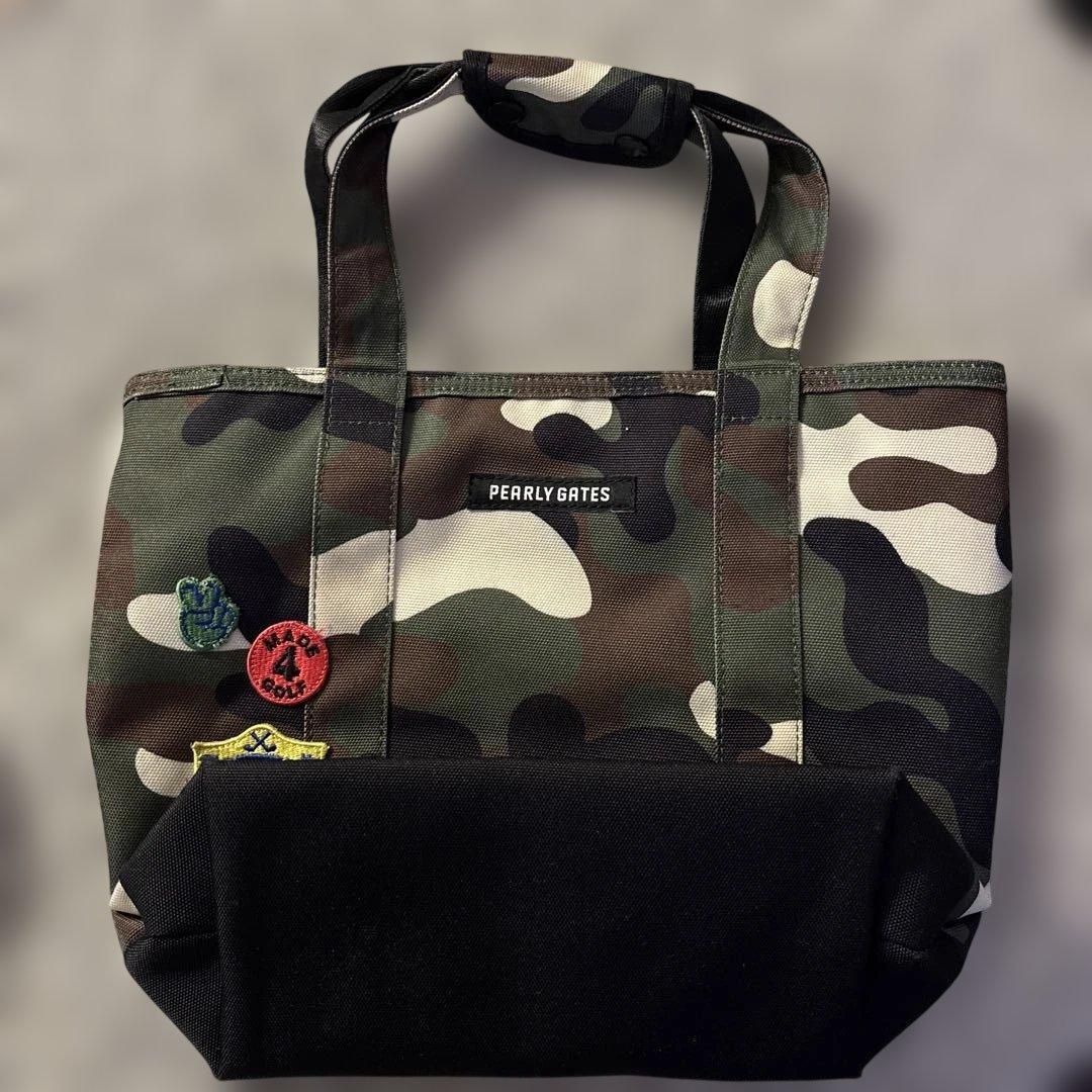 美品　パーリーゲイツ　トートバッグとキャップセット カモフラにワッペン