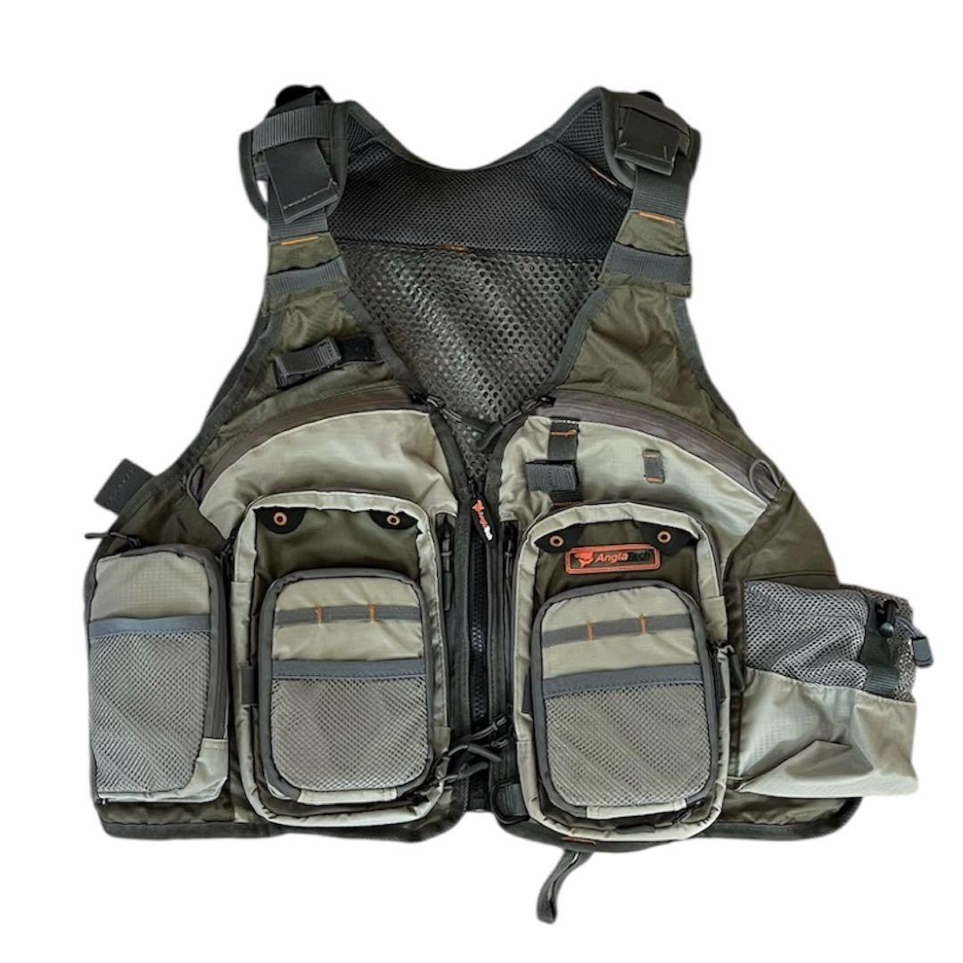 【美品】anglatech ベスト フィッシングベスト グリーン