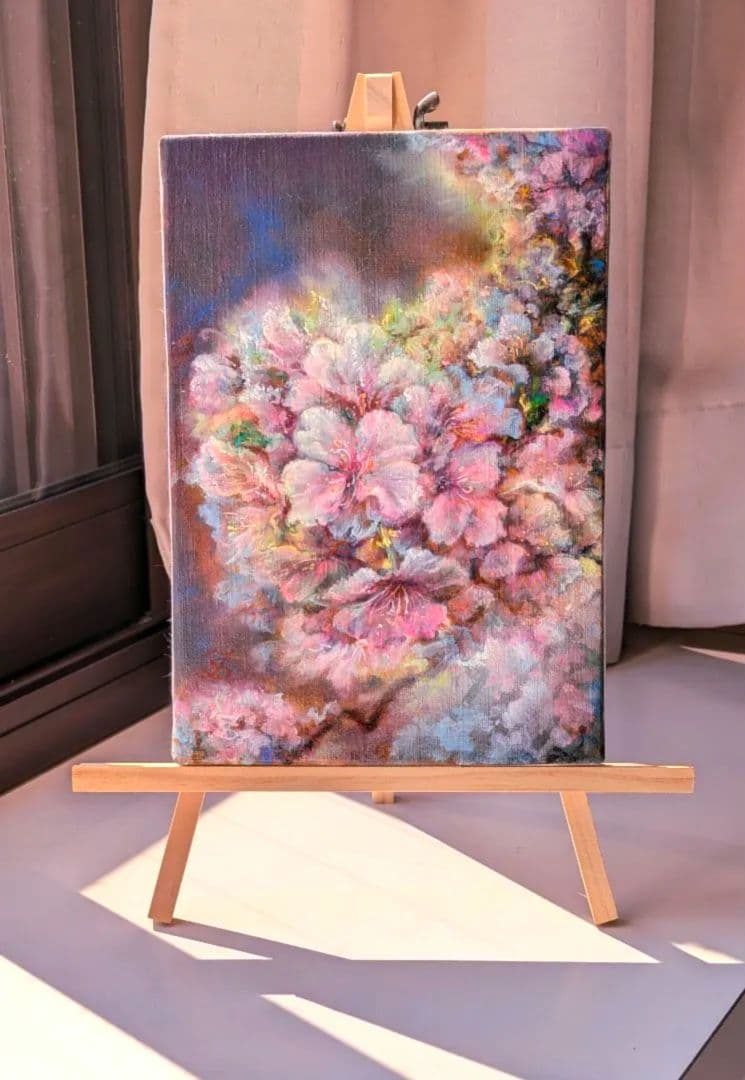 「光を纏う河津桜」SMキャンバス　風景画　画家painterTMK本人出品