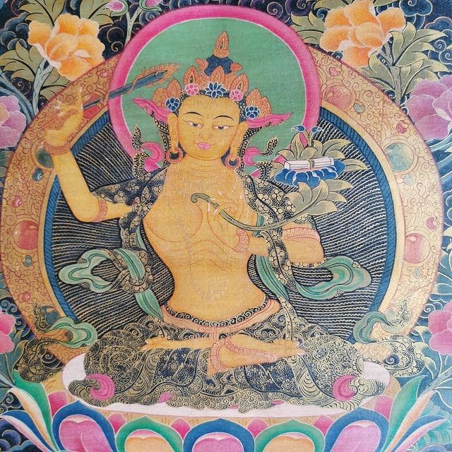 【文殊菩薩】　大　ハイクオリティ　：　タンカ　仏画（額縁なし）