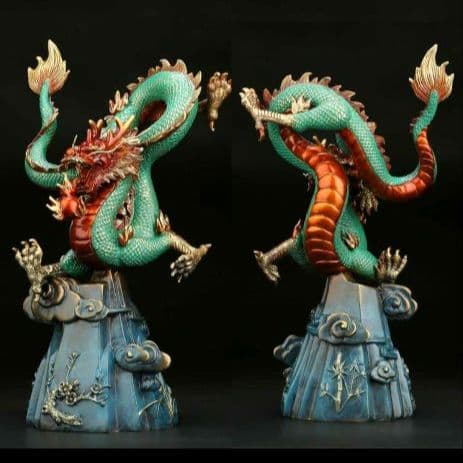定価１９万　中国、工芸品　四季龍神　置物　風水　強運、豪運　金属　龍神　置物