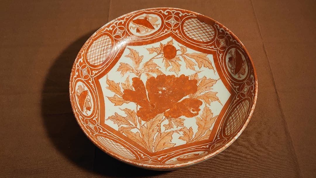 古九谷　九谷焼　赤絵　大鉢　飯田屋　宮本窯　華の図　浅井一毫　旭山　１客