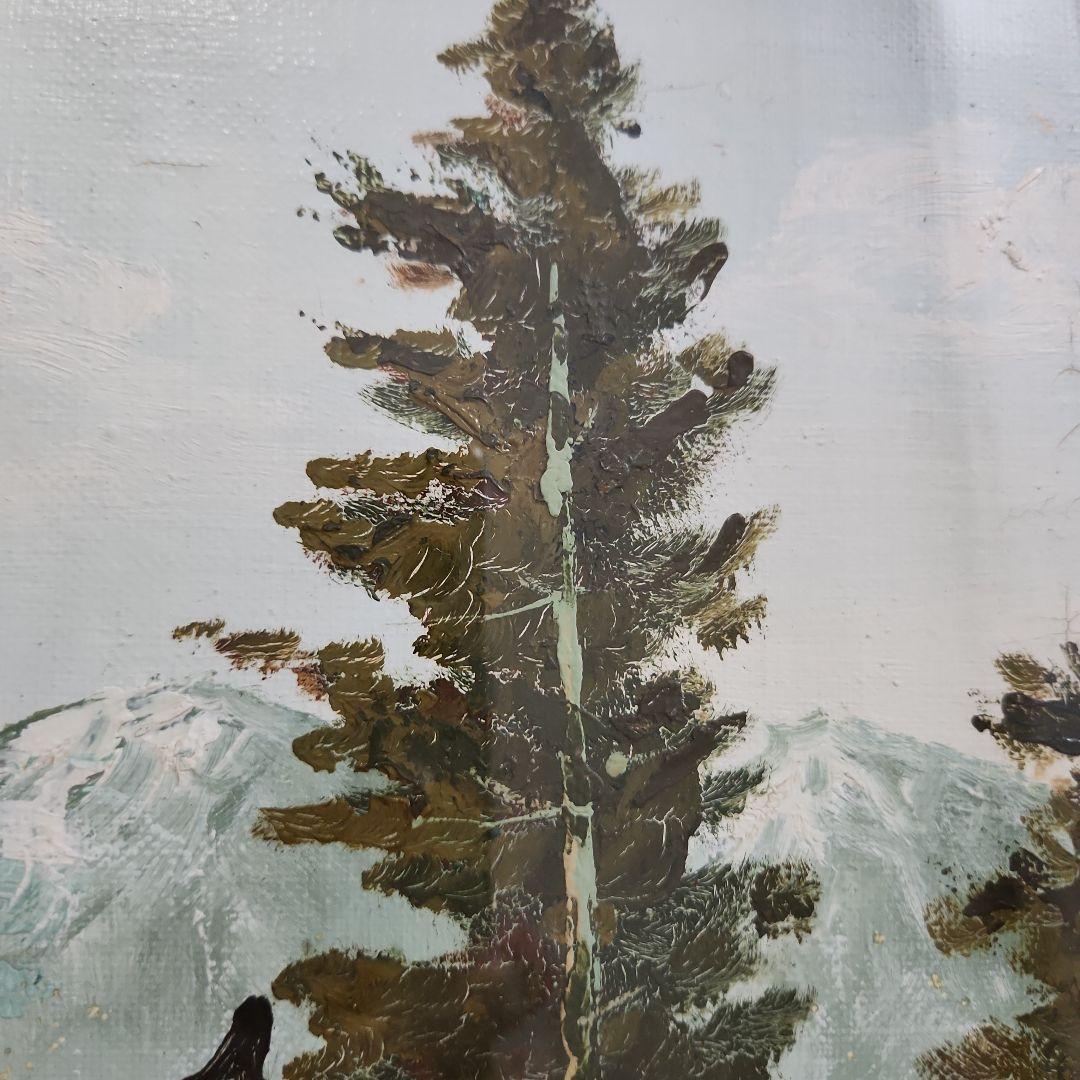 油彩　油絵 　田舎風景絵画　木製フレーム付