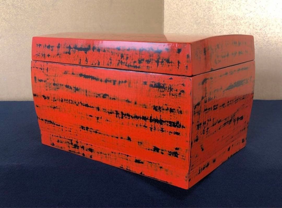 《R》茶道具 根来 茶箱 お茶道具 仕覆付 木製漆器　250827G3