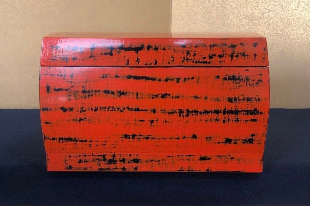 《R》茶道具 根来 茶箱 お茶道具 仕覆付 木製漆器　250827G3