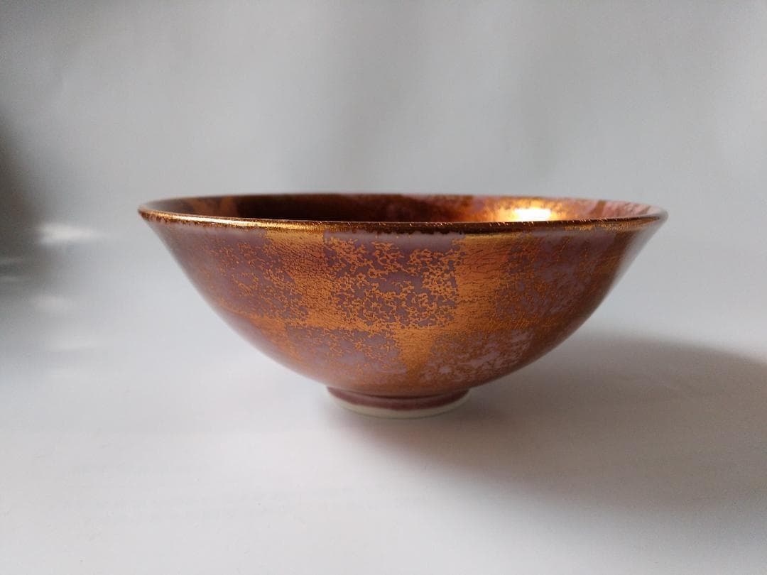 平戸山玉泉 福本彌治右ェ門 極彩金蘭手 釉裏金彩 共箱 共布 栞 抹茶碗 新品