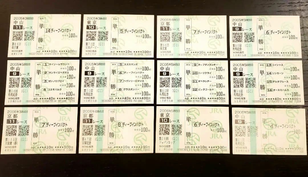 ディープインパクト７冠馬券＋おまけ馬券(他Ｇ１馬単勝馬券)