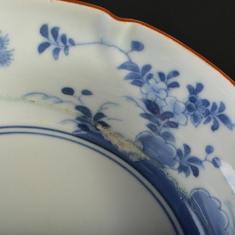 中国　宣嘉年製款　青花　花文鉢　桐箱付　V　R5891