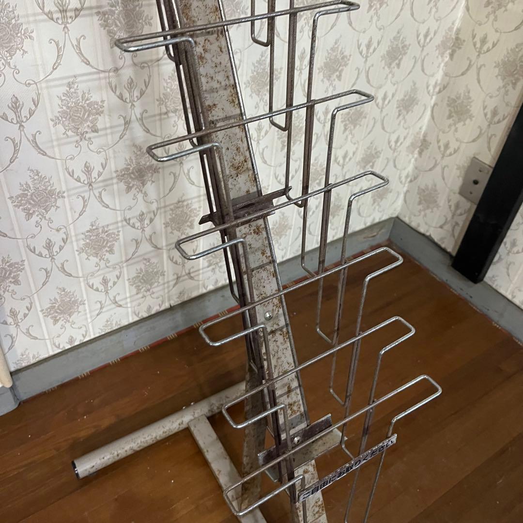 【アンティーク】アイアン スチール パンフレットラック カタログスタンド 古道具