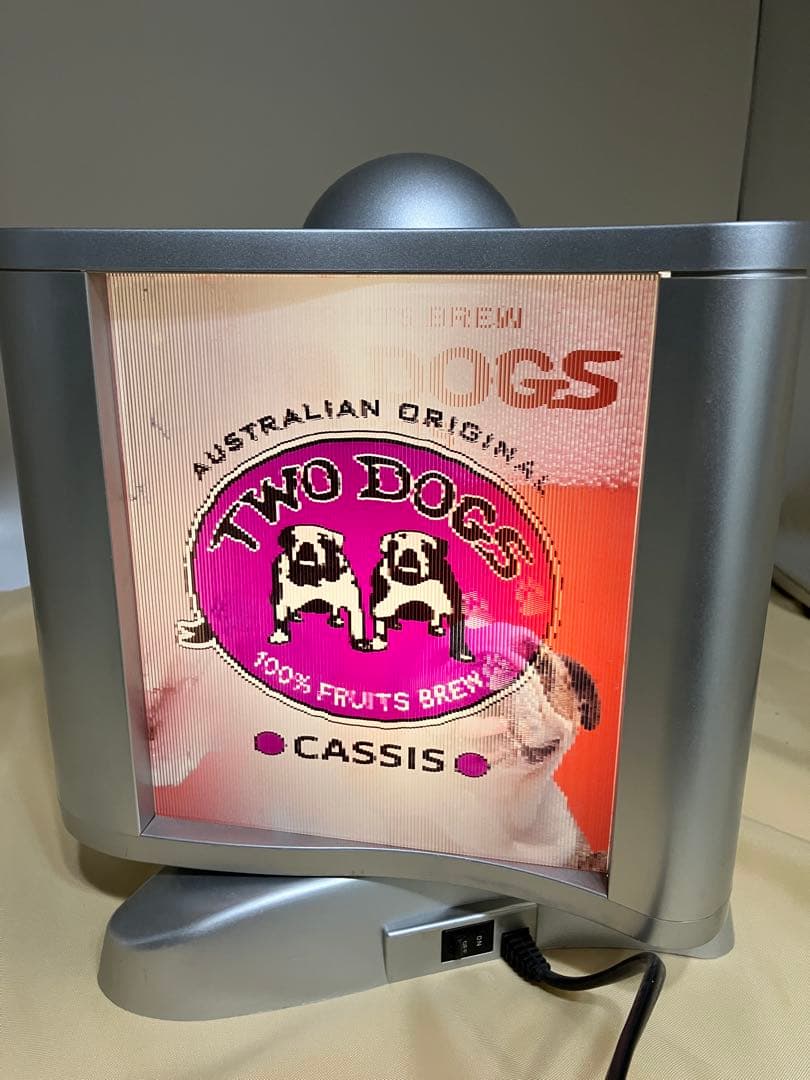 レアTWO DOGS 回転ネオンサイン　ディスプレイ看板照明　レンチキュラー看板