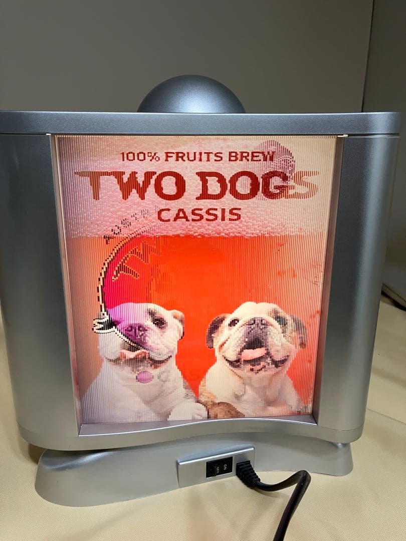 レアTWO DOGS 回転ネオンサイン　ディスプレイ看板照明　レンチキュラー看板