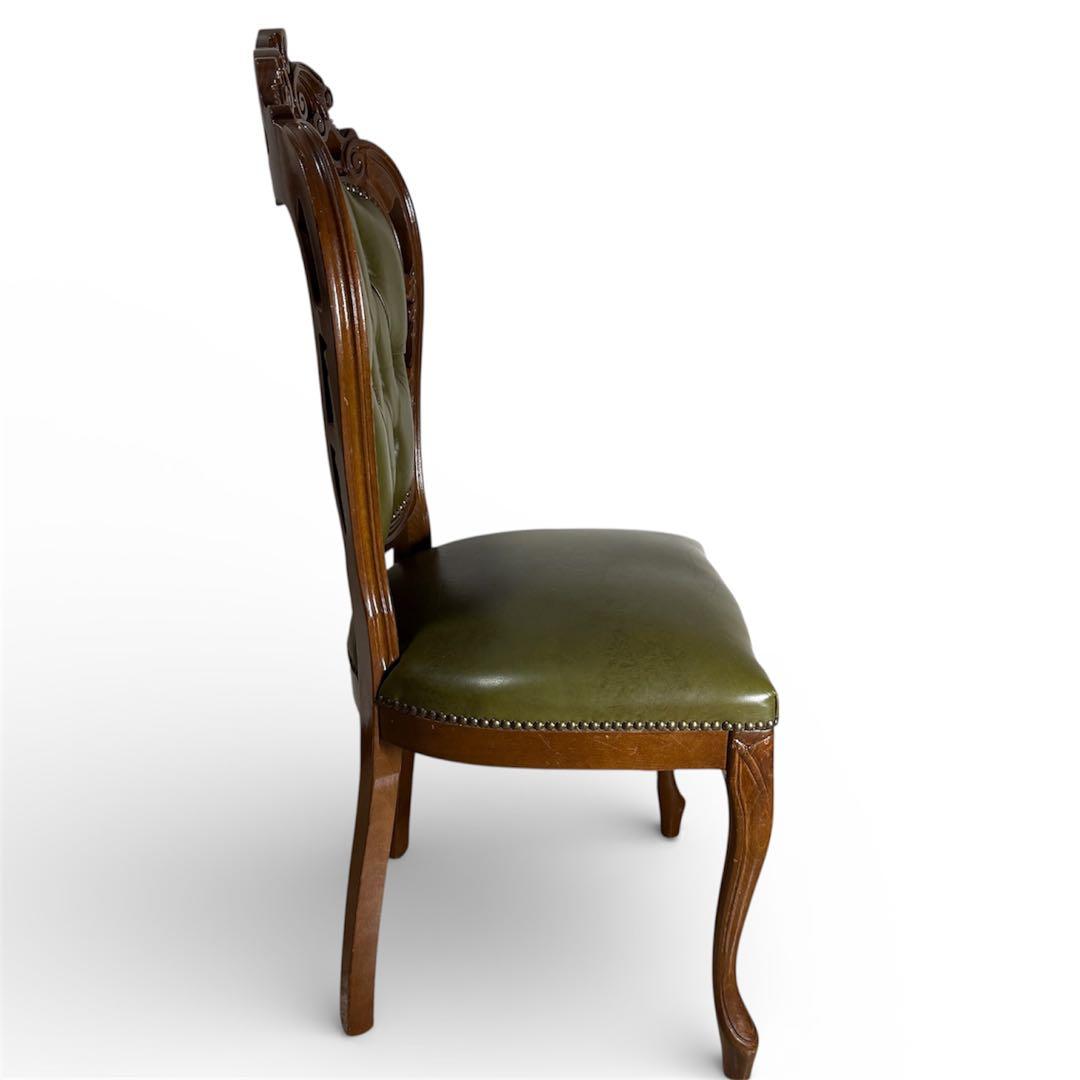 イタリアン ヴィンテージ調 ダイニングチェア レザー 猫脚