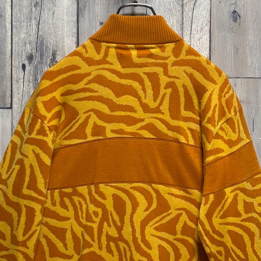 ラウドマウス　ニット　セーター　ハーフジップ　総柄　ビックロゴ　ウール混　L
