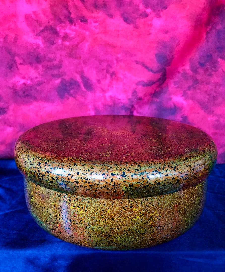 絢爛！瑠璃色おひつ ・茶櫃・漆器・茶碗入れ・収納箱★モダン・レトロ・ヴィンテージ