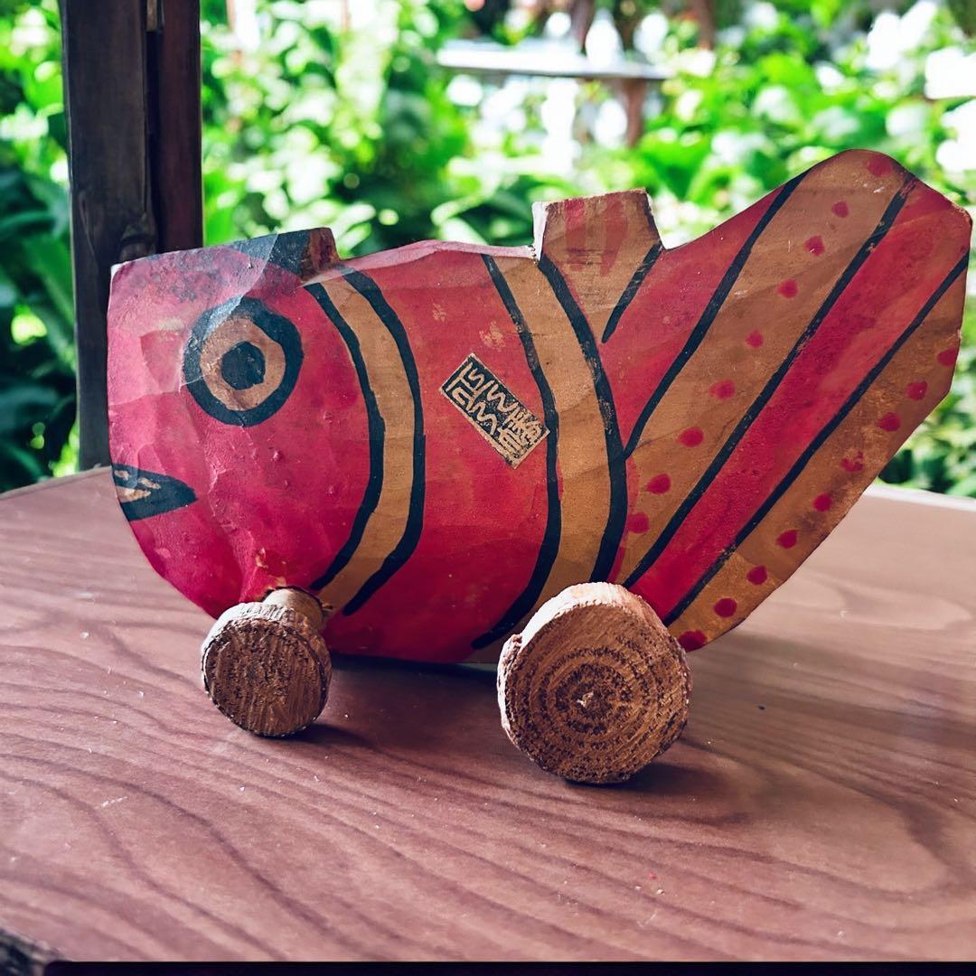 古玩 鹿児島県 郷土玩具 鹿児島神宮 鯛車（大） 全長15 ㌢ 民藝 縁起物