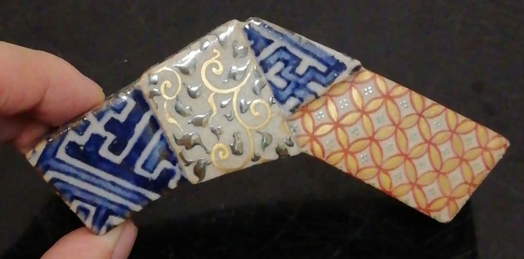 伊東陶山作　京焼　結文　七宝　香合　共箱　茶道具