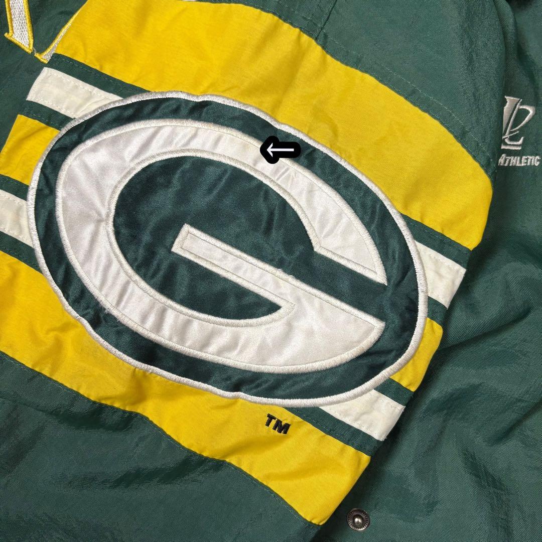 【90s】 NFLパッカーズロゴアスレチッ クナイロンジャケット刺繍グリーンL相