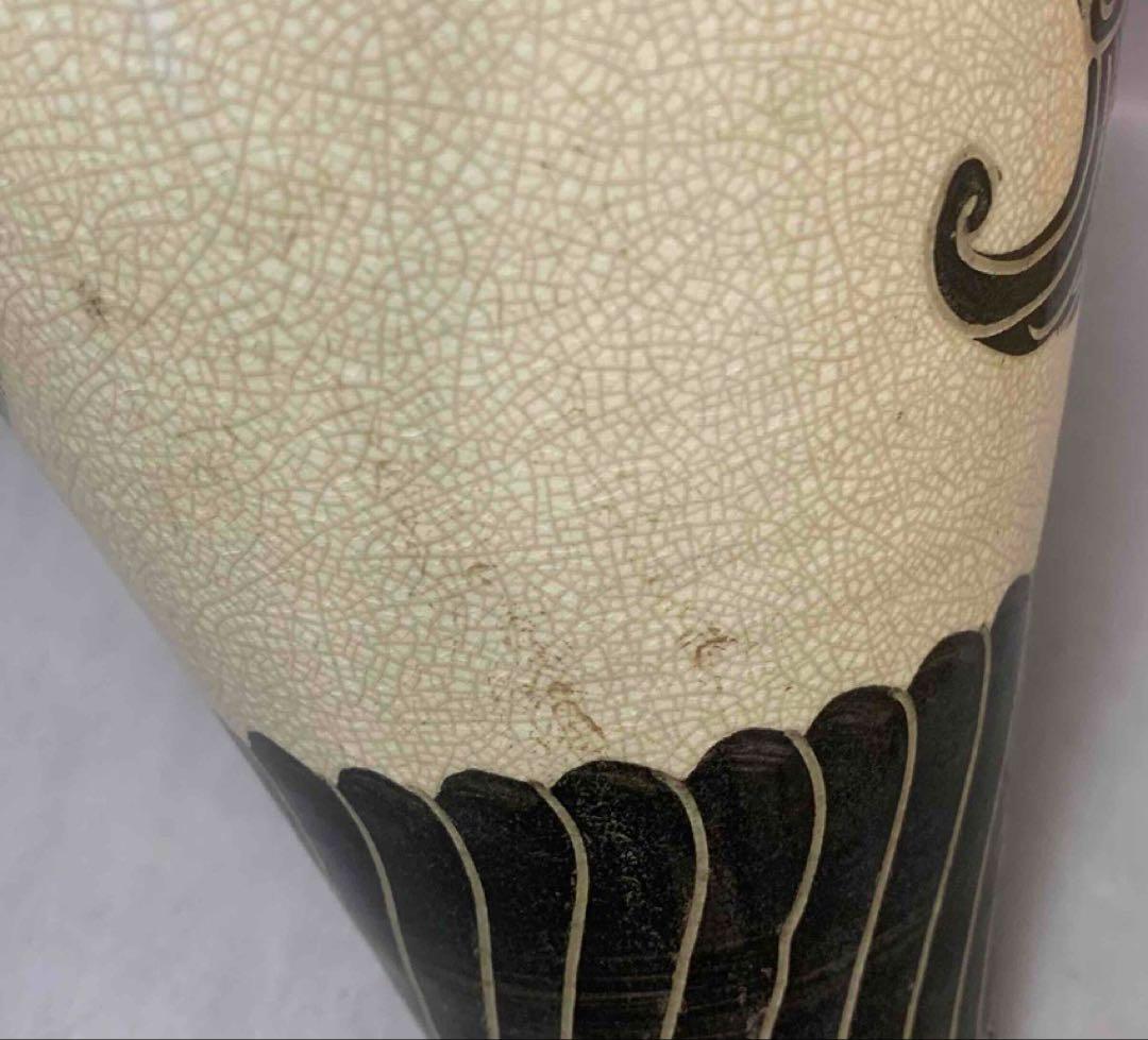 中国 磁州窯写白地黒龍梅瓶　f2250411