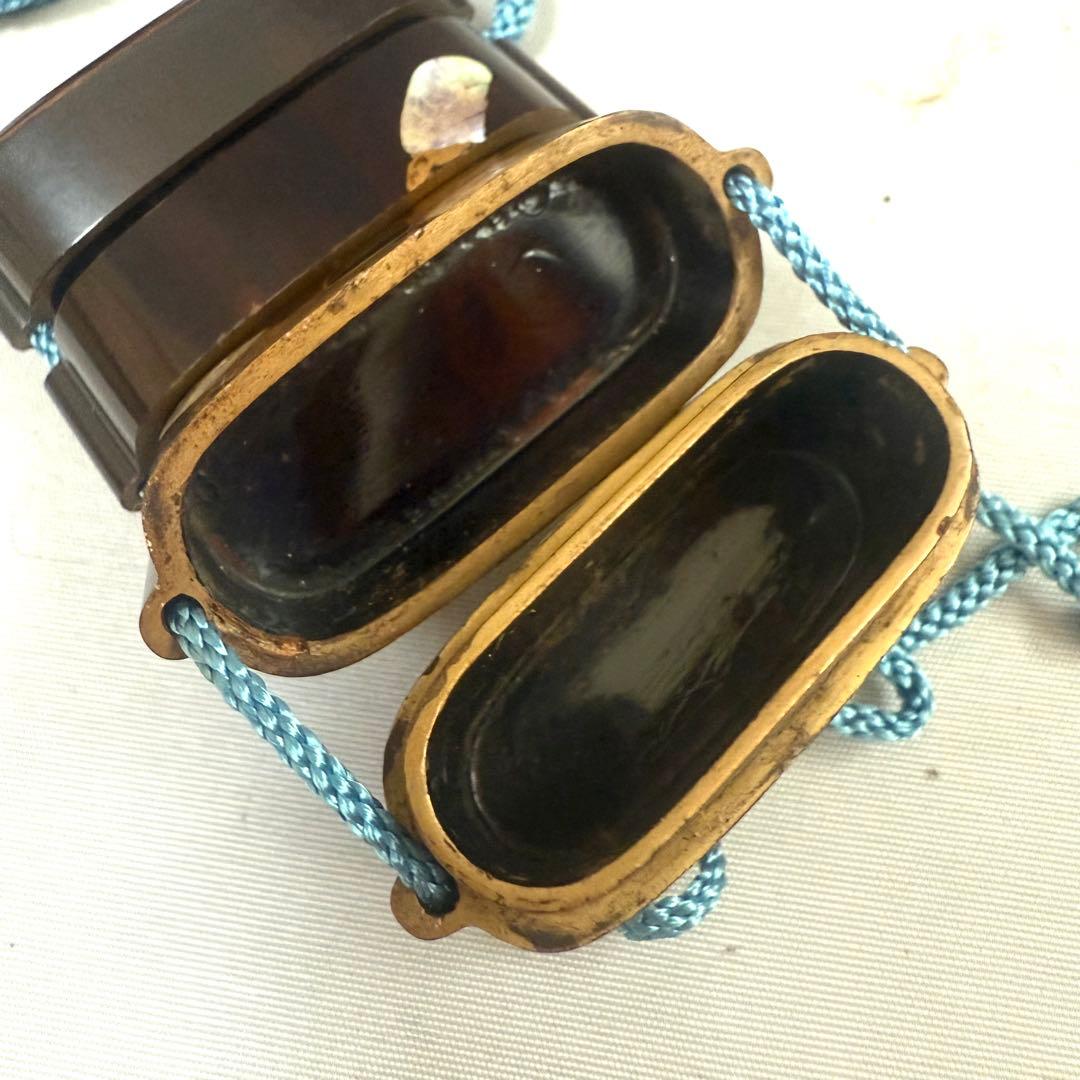 時代物　蒔絵　螺鈿　印籠　根付