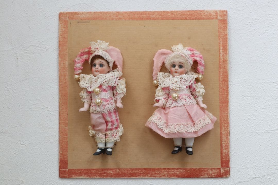 砂漠できなこ　ヘルトヴィヒ アンティーク ビスクドール ピエロ ペア