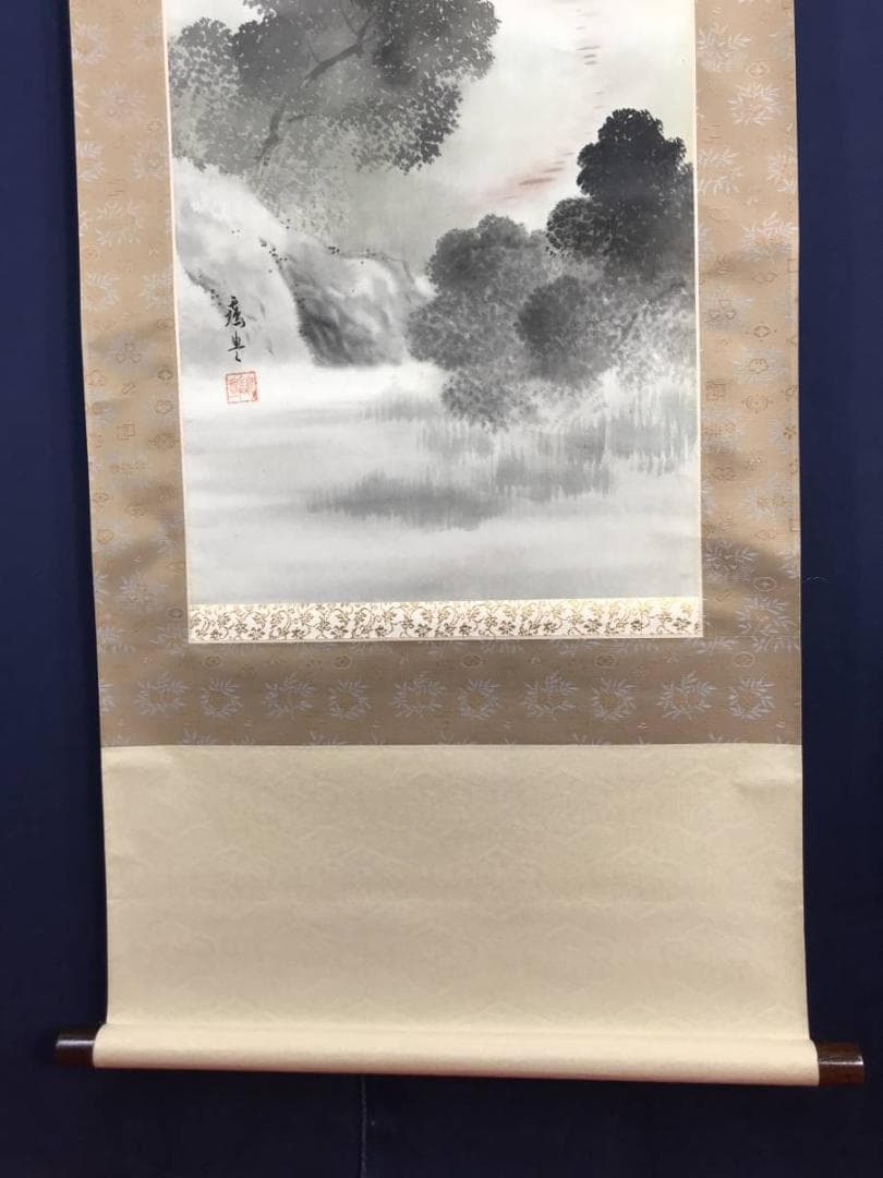 【真作】松村景文/梅花山水人物図/山水図/春景山水図/掛軸/名家伝来AB-846