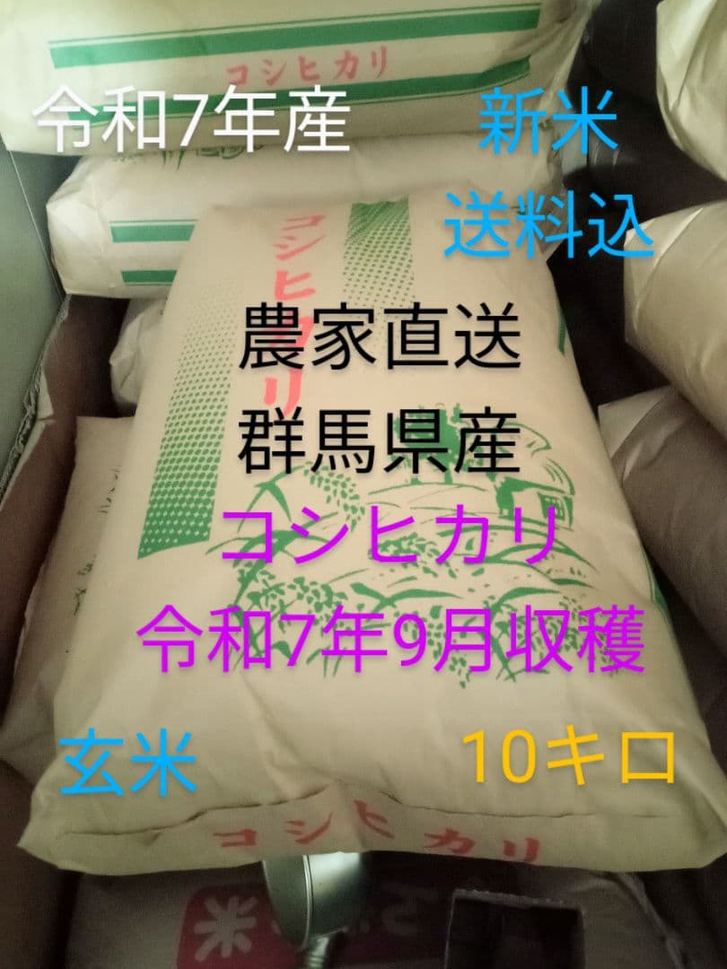 R7年産 新米 群馬県産 コシヒカリ 10キロ 玄米 送料込 10kg ②