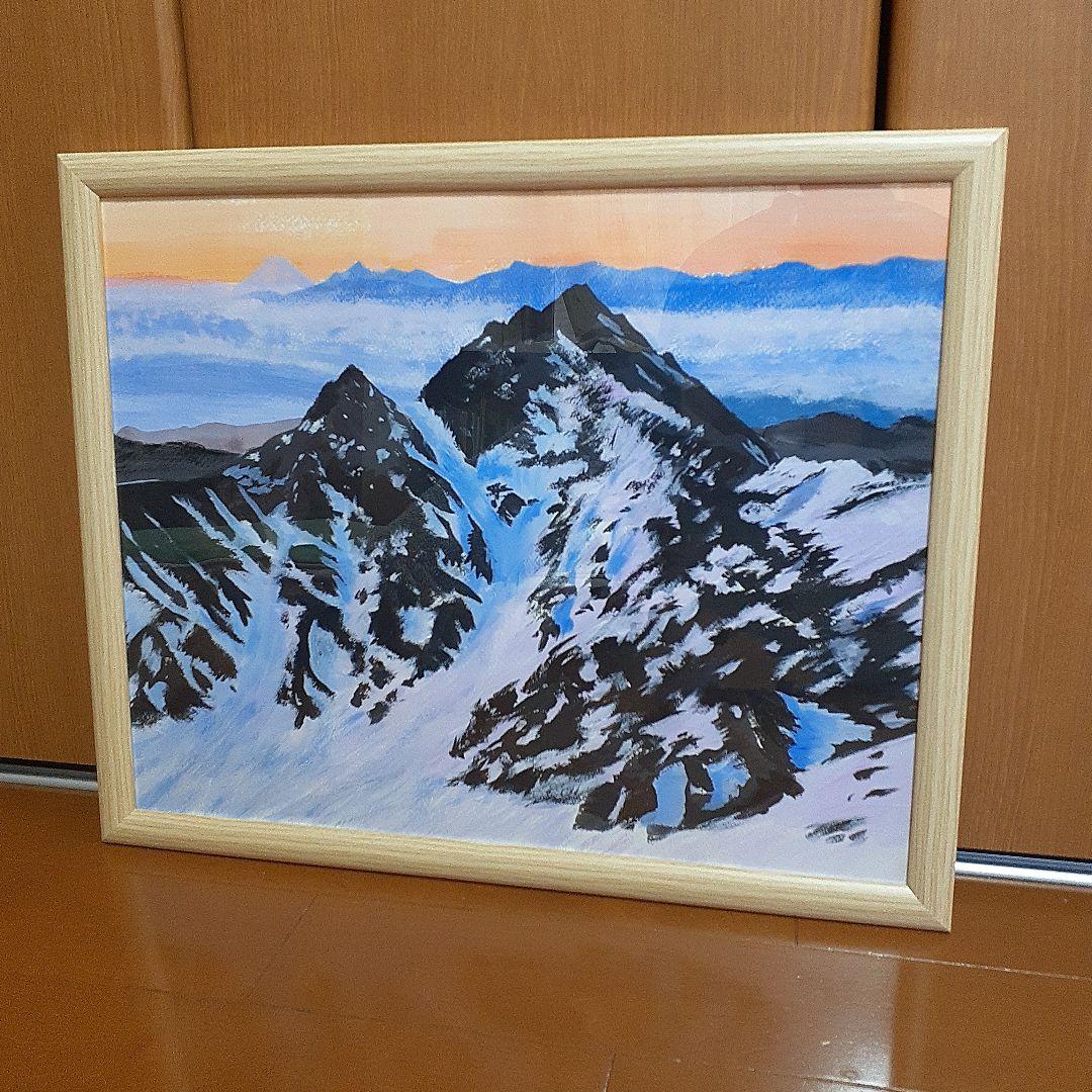 穂高　肉筆　１点物　山　アクリル画　絵