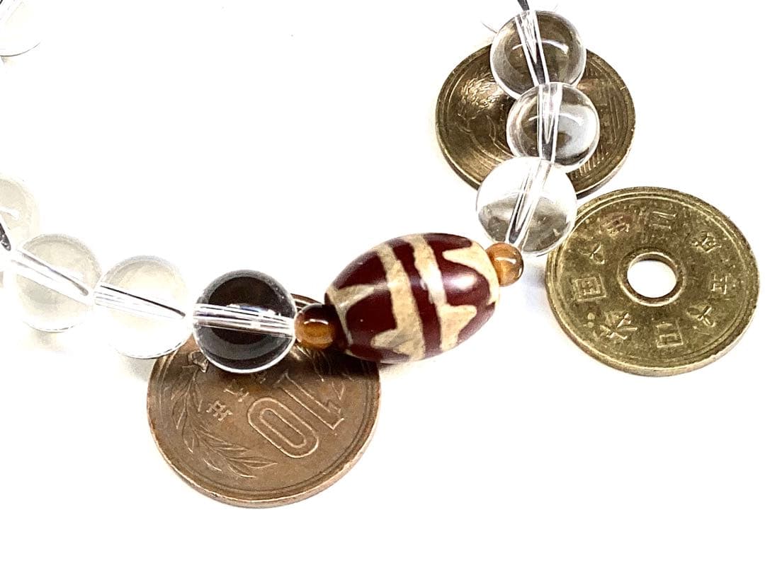 ✳天然虎目石*四線虎牙天珠*ガネッシユヒマール水晶ブレスレット　17cm 本物‼️