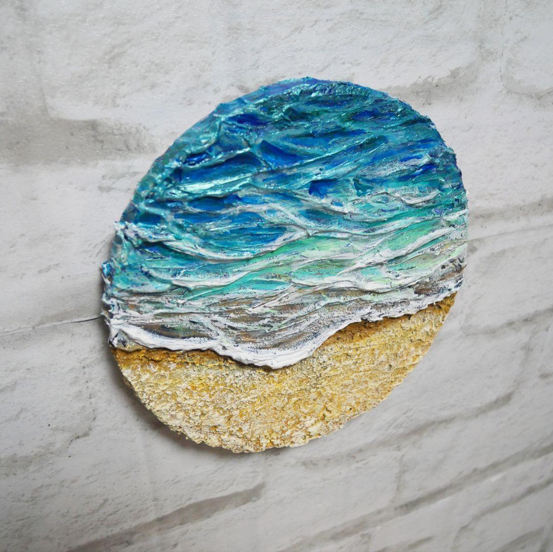 油絵 油彩 油彩画 絵 絵画 円形【丸い海】