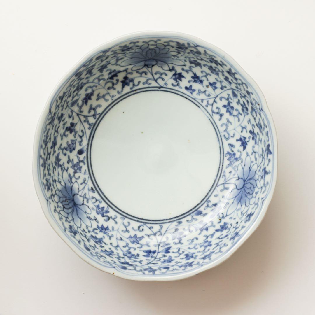 伊万里　古伊万里　江戸　中期　深皿　なます　皿　花唐草　2客セット