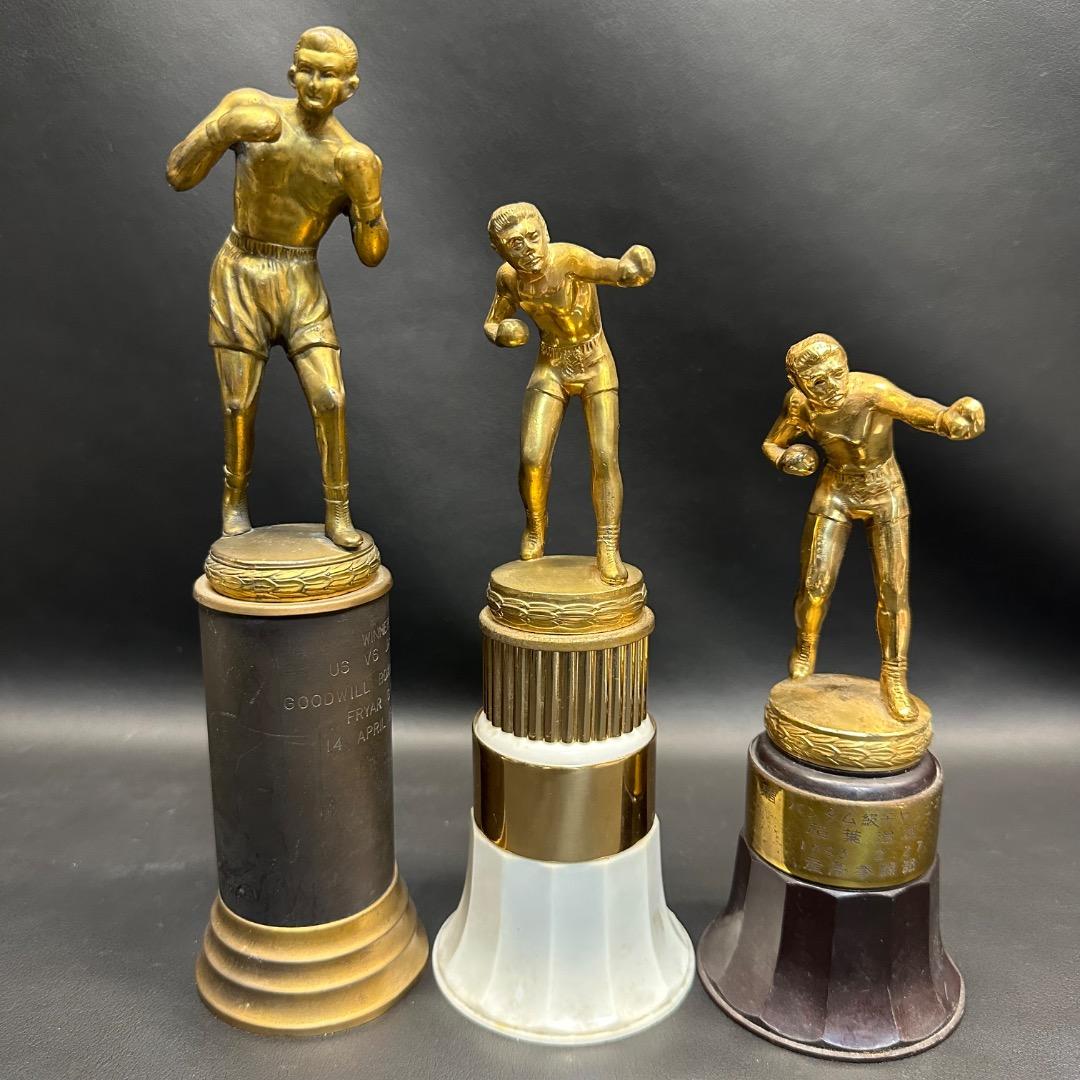 ♡※前Dc1001 時代物 ボクシング トロフィー 記念盾 4点まとめ