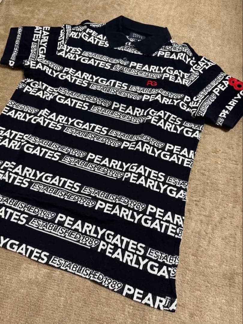 美品PEARLY GATES ロゴプリント半袖ポロシャツ サイズ5
