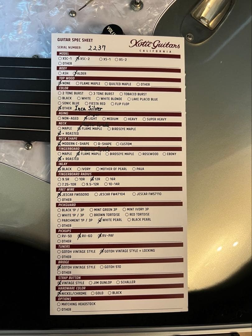 ココとナッツ　Xotic xsc-2 Inca silver