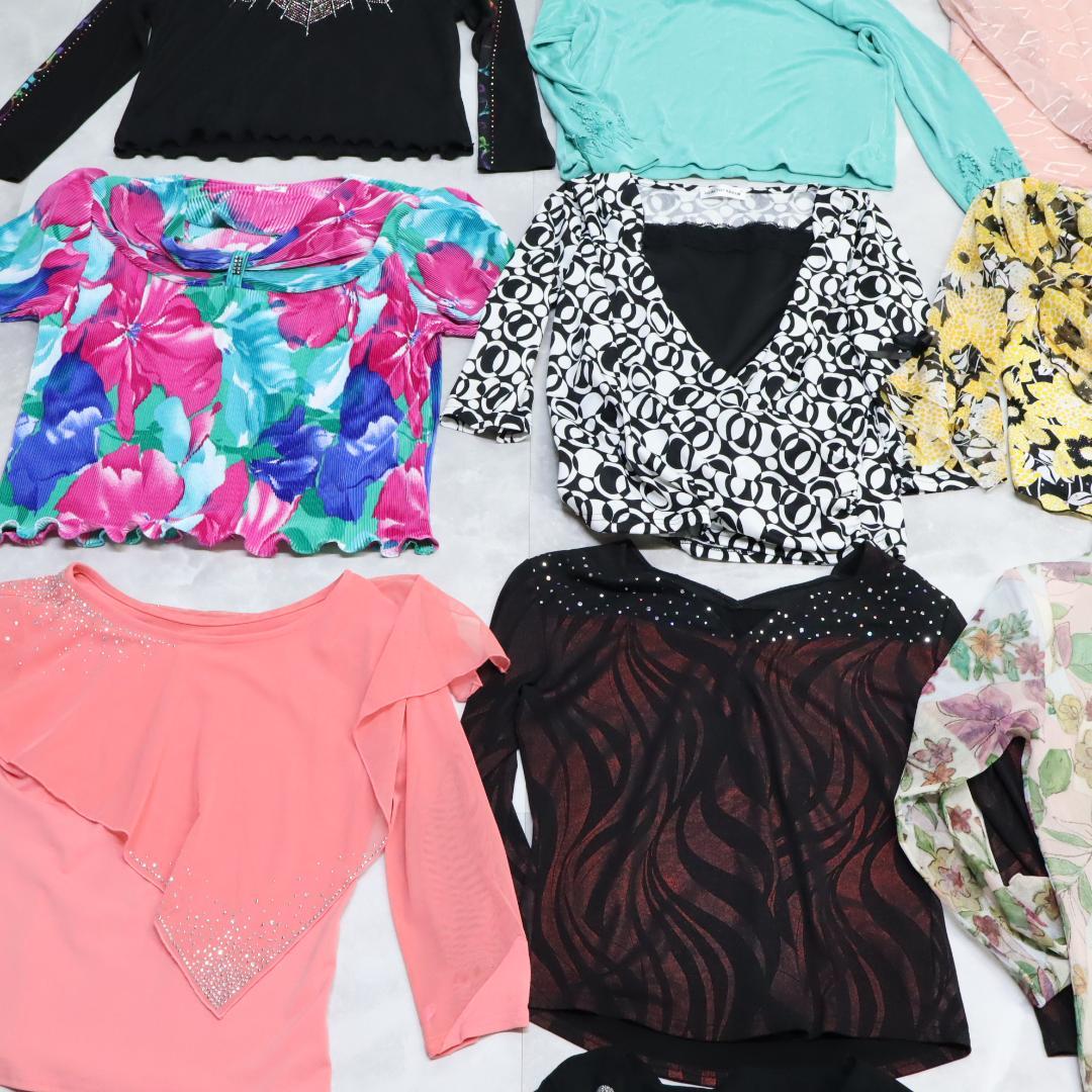 【美品 社交ダンス 衣装 レッスン着 まとめ売り】ブラウス トップス 25着