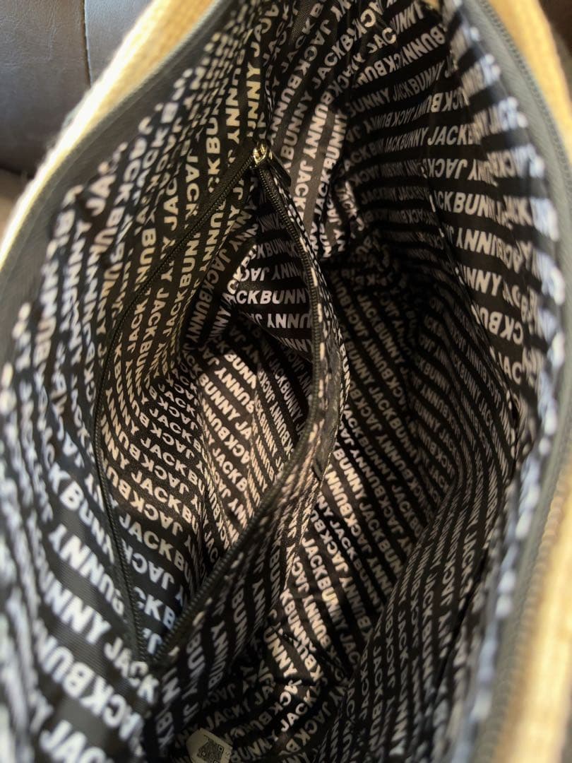 【未使用】JACKBUNNY ラウンドバッグ リネン　ベージュ・ブラック