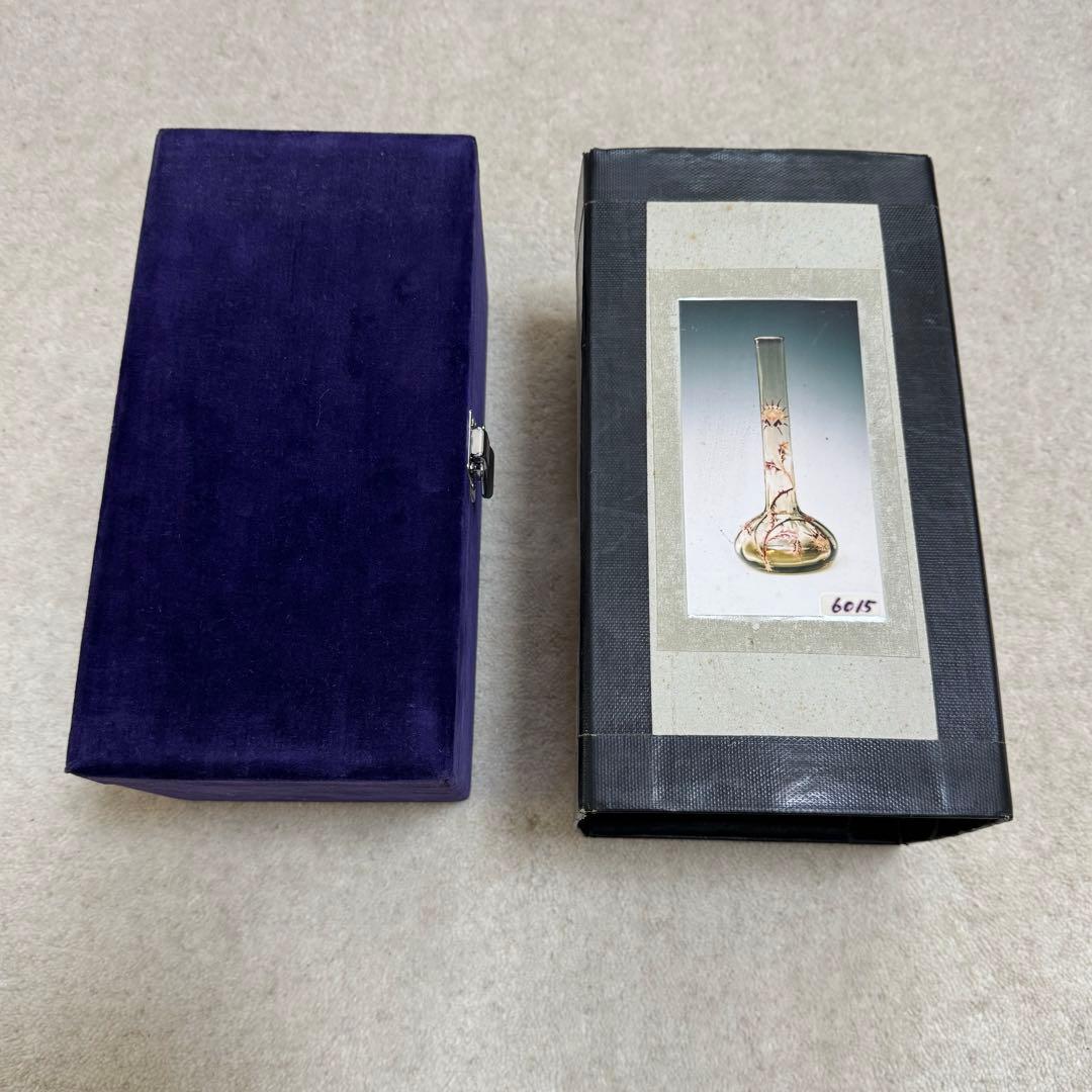 本物保証 エミール•ガレ エナメルガラス花瓶 約1890年 骨董 稀少品 共箱