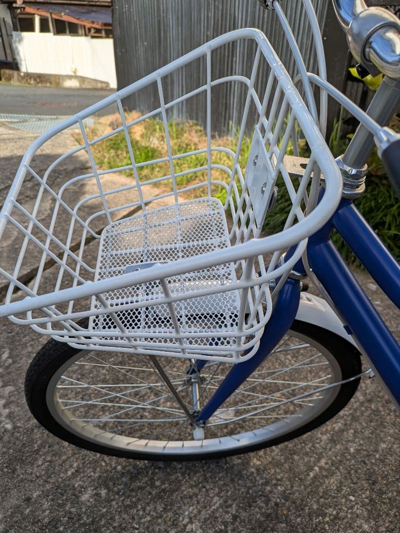 24インチ　子供用自転車 青 前カゴ付き