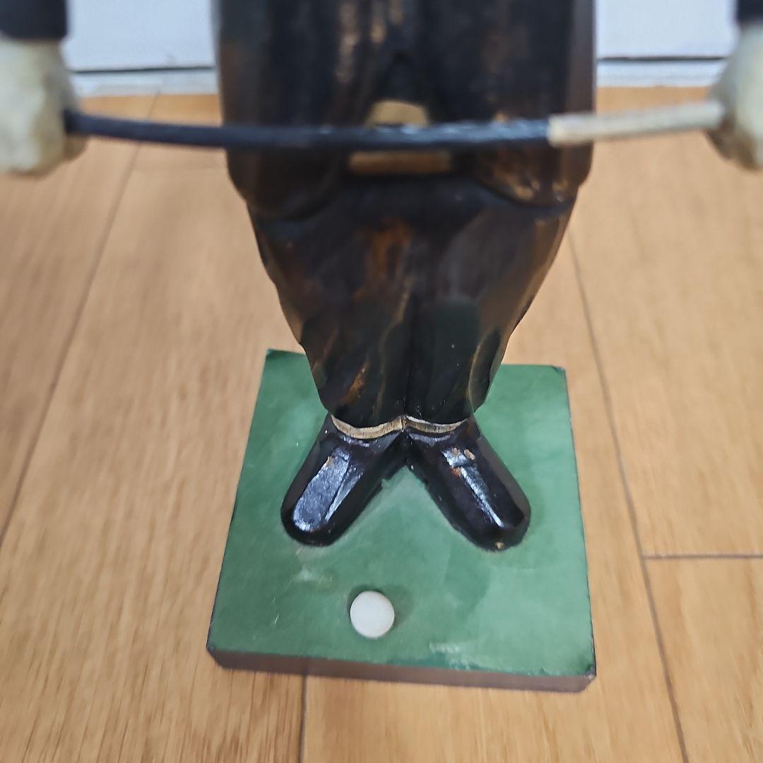 アンティーク 「ゴルファー立像」木彫り