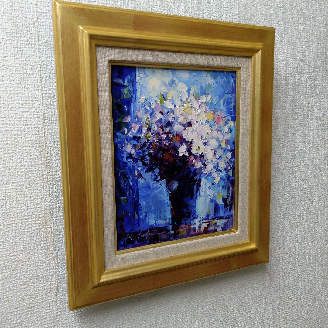 肉質油絵　立て　F3　青木今陽　作　額装仕上げ品