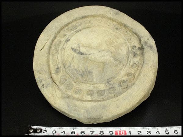 中国美術 古瓦 馬紋 瓦当 漢瓦 φ15.5cm 仏教 時代(LC415)