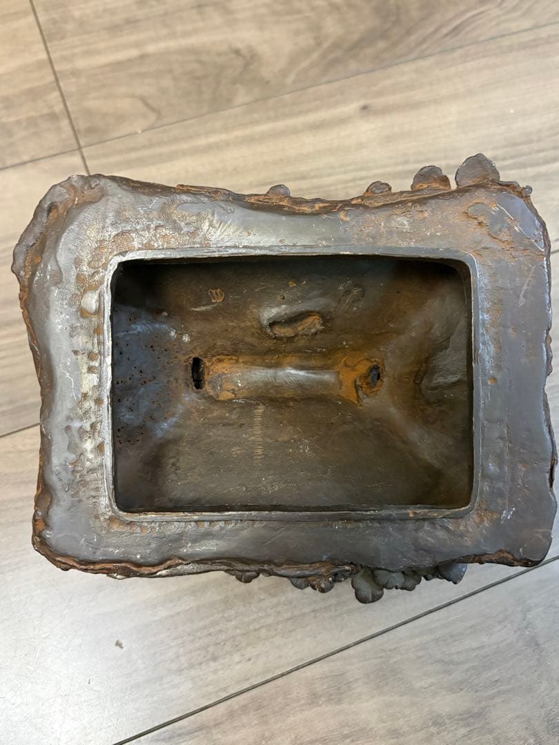 人間国宝 市橋敏雄作 宣德銅製 芦屋式香炉 葛屋 茶道具 在銘 重約2200克