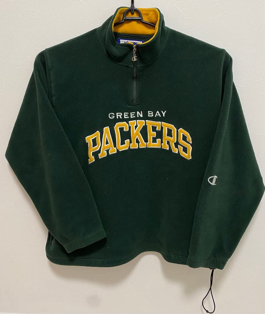 チャンピオン　90s　グリーンベイパッカーズ　フリース　ハーフジップ　デカロゴ