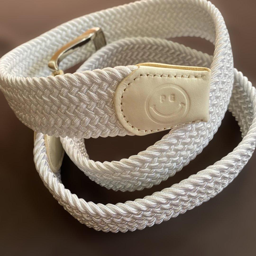 マコ　PEARLY GATES ホワイト 編み込みベルト　ユニセックス