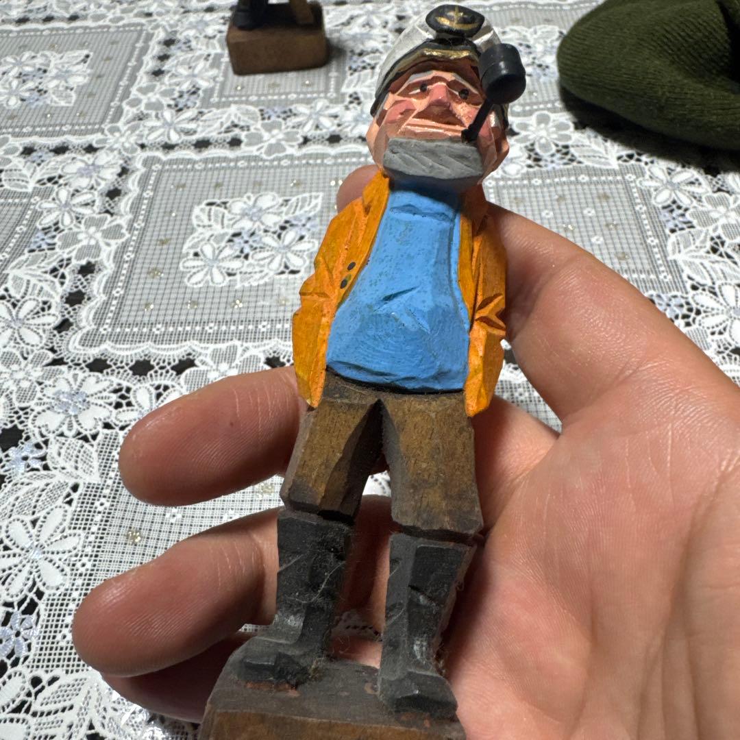 【木彫り人形】船乗り・漁師モチーフ 木彫フィギュア 4体セット 民芸 オブジェ