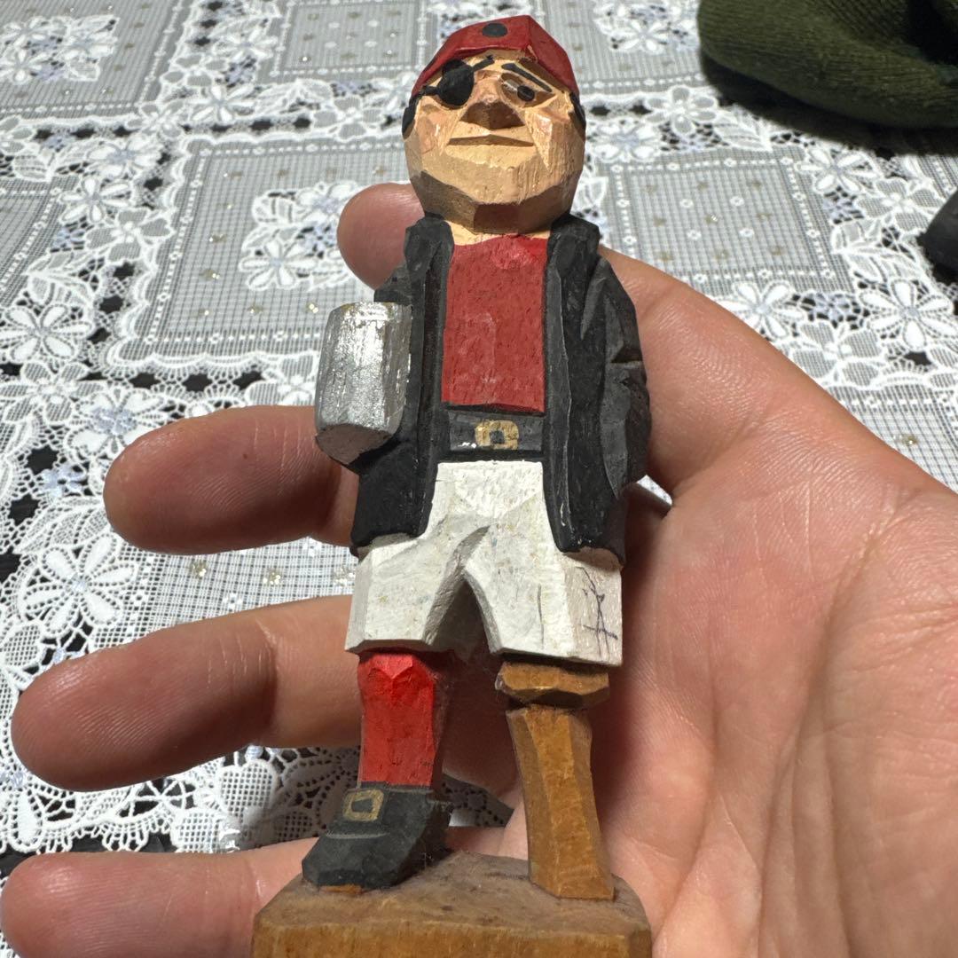 【木彫り人形】船乗り・漁師モチーフ 木彫フィギュア 4体セット 民芸 オブジェ