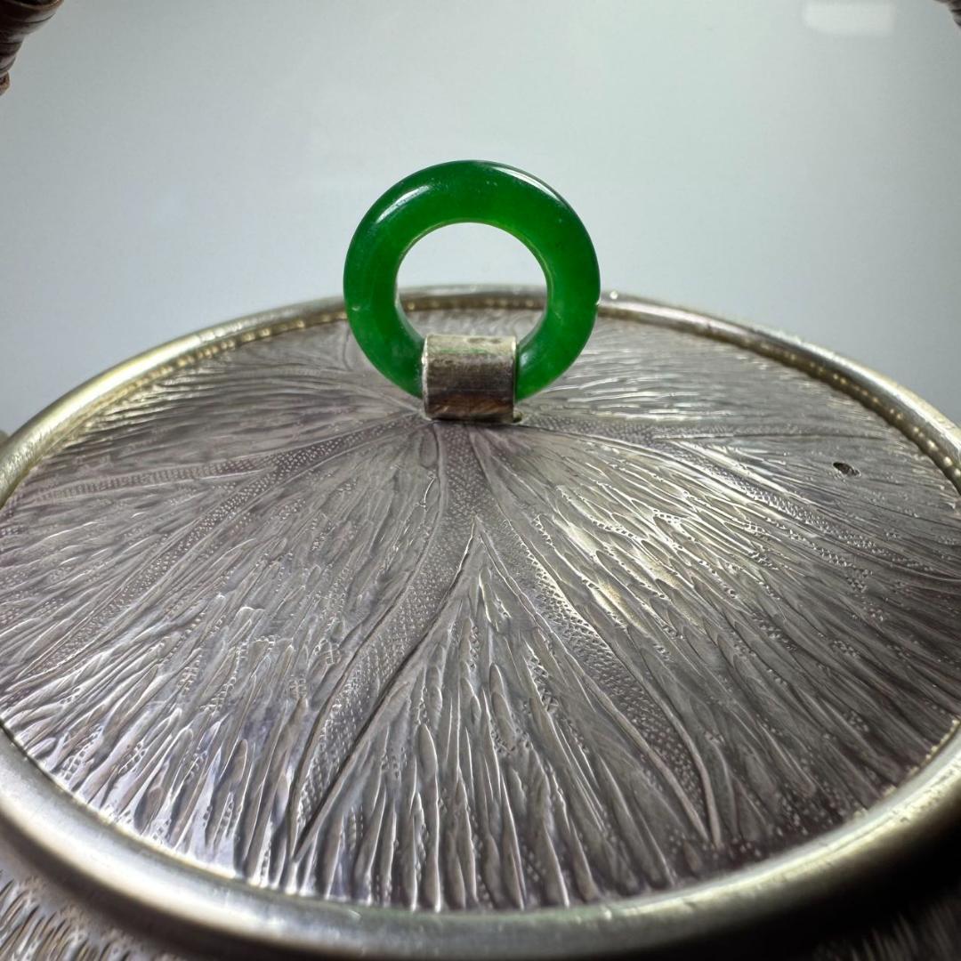 純銀製 薬缶 貴石摘 藤手 銀瓶 美術品 煎茶 純銀保証